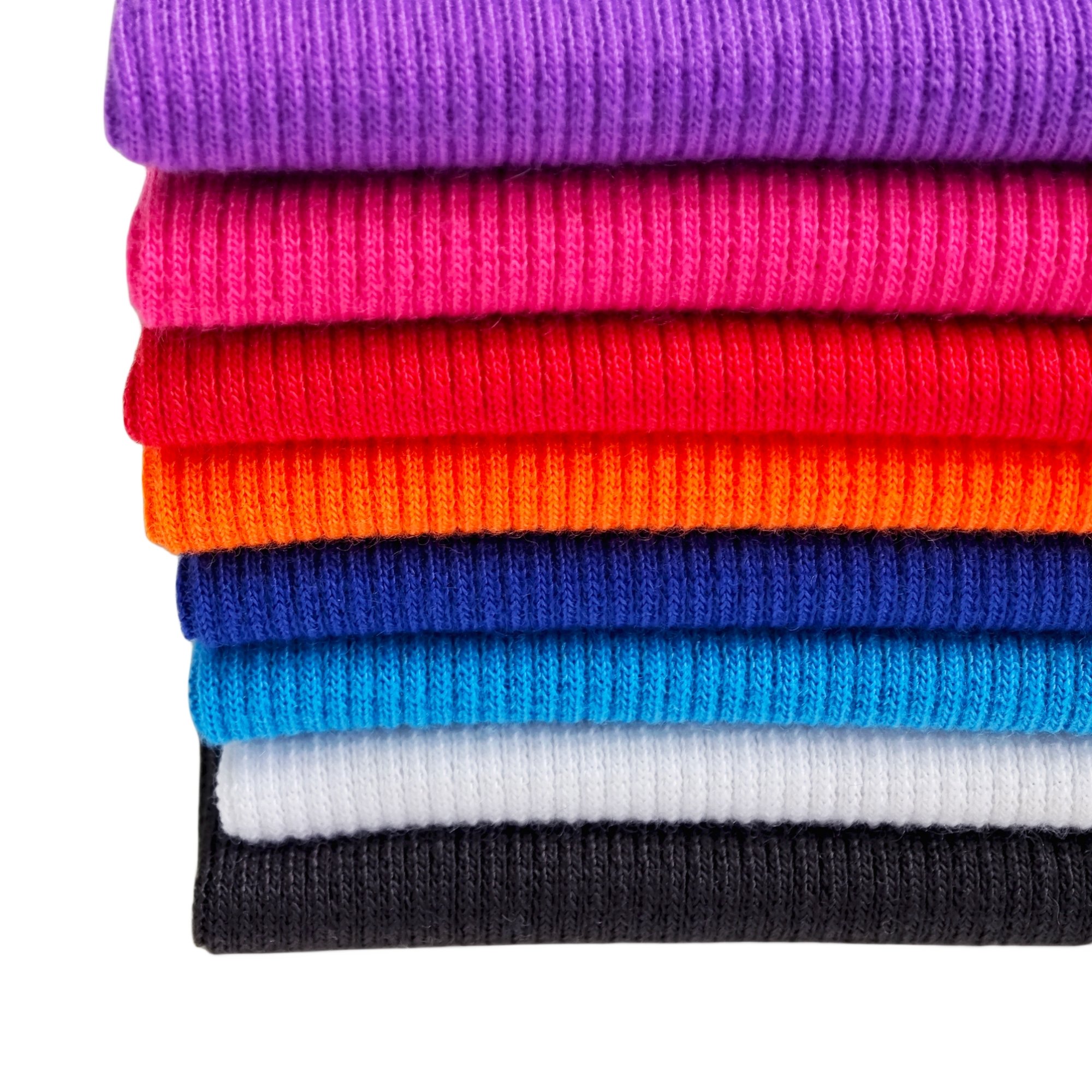 Custom Multi-colors Soft Low Elastic 100% Spun Polyester 2x2 Cuff Collar Rib Fabric For T-shirt Hoodie Coats
