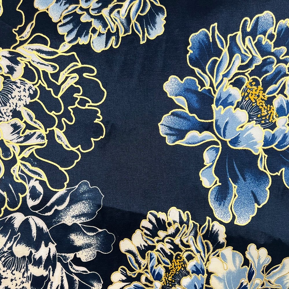 Eco-friendly Customized Design 100% Polyester Woven Digital Printed Floral Foil Satin Printing Fabric For Bag Dress