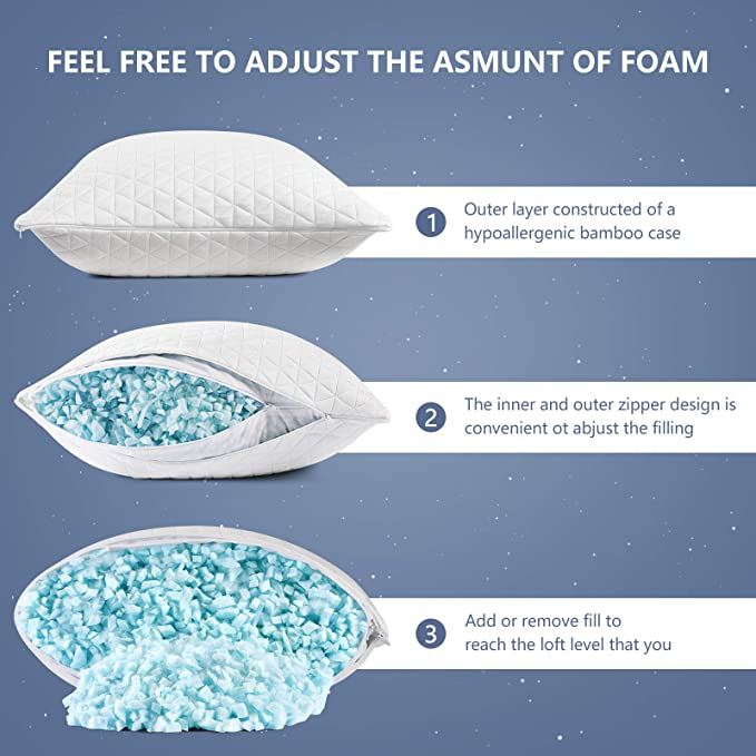 Wholesale Adjustable Bamboo Shredded Memory Foam Pillow