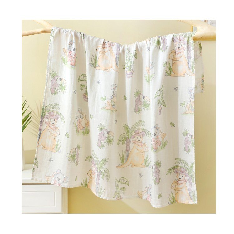 Customizable Digital Printed 2 Layer Soft 70% Bamboo 30% Cotton Fabric Muslin Infant Baby Swaddle Wrap Newborn Blanket
