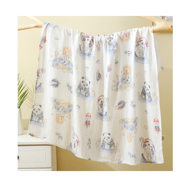 Customizable Digital Printed 2 Layer Soft 70% Bamboo 30% Cotton Fabric Muslin Infant Baby Swaddle Wrap Newborn Blanket