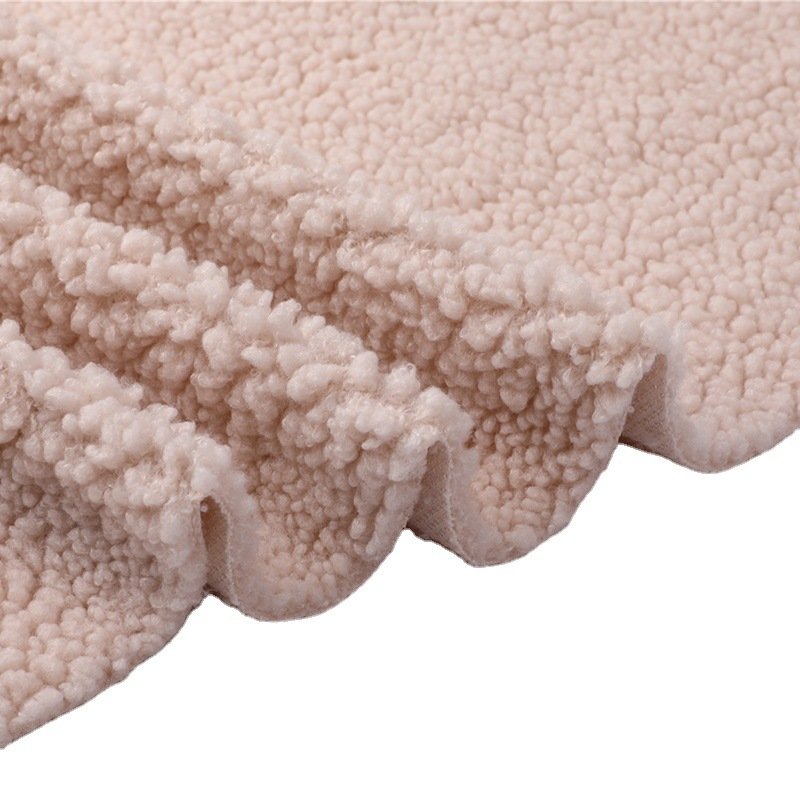 Soft 100% Polyester Wool Faux Fur Single Sided Sherpa Fleece Knitting Fabric for Lining and Overcoat