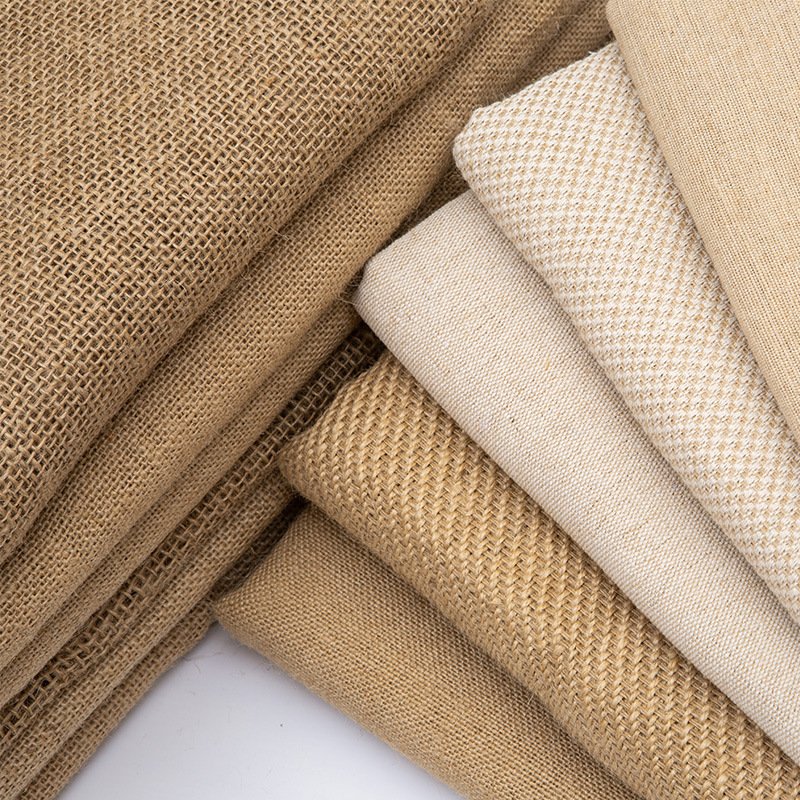 Eco Friendly Cotton Burlap Linen Fiber High Quality Jacquard Weave Hemp Jute Cotton Woven Jute Furniture Sofa Curtain Fabric