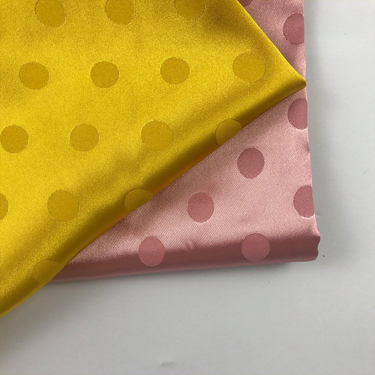 designer fabric polka dot satin wholesale satin fabric 100% polyester jacquard spandex fabrics for ladys garments clothing
