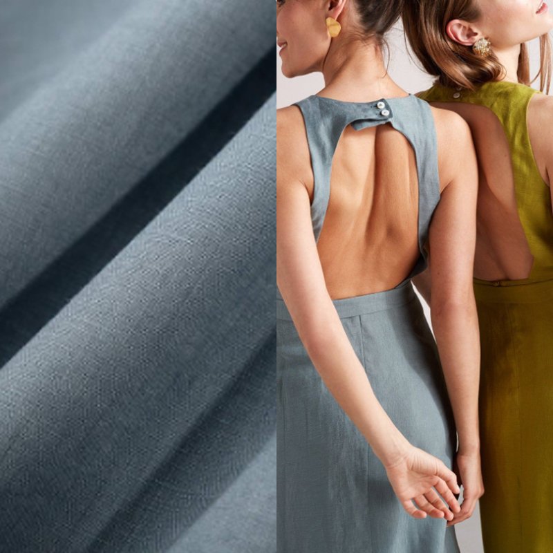 Sustainable stock lot free solid color soft 100% french linen fabric for men's shirt european flax linen fabric for women dress