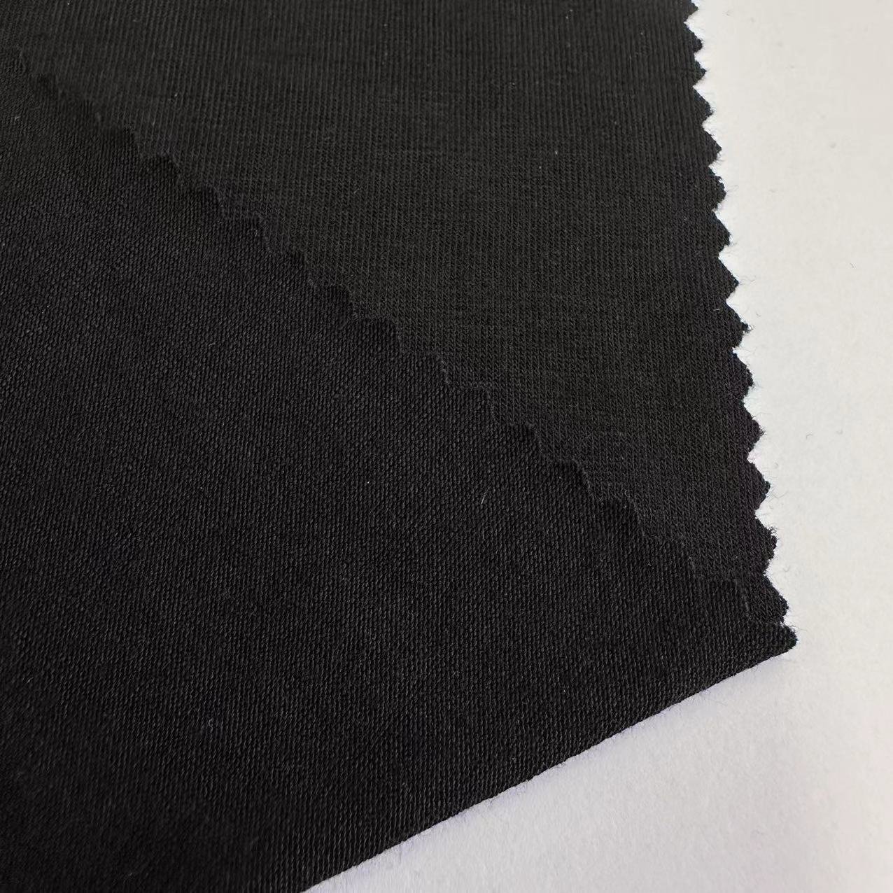 eco-friendly 170gsm recycle polyester bamboo fiber spandex black single jersey fabric for clothing and T-shirt