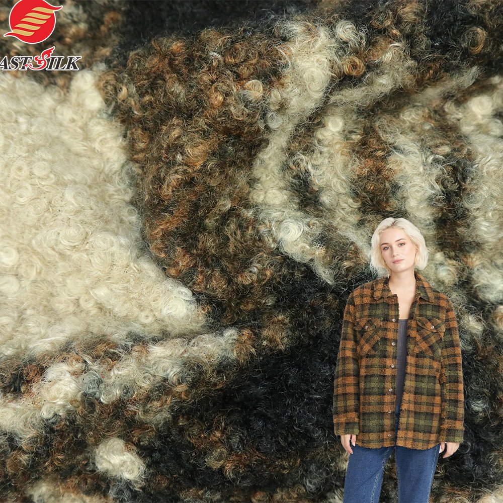 Fabric Manufacturer Wholesale Teddy Fleece Fabric 100% Polyester Boucle Printed Knit Fabrics For Autumn and Winter Clothing