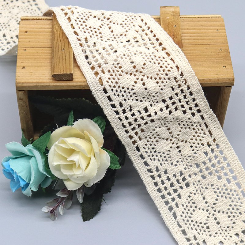 Hot selling flower lace trim 100% cotton crochet lace trim for garment hometextile