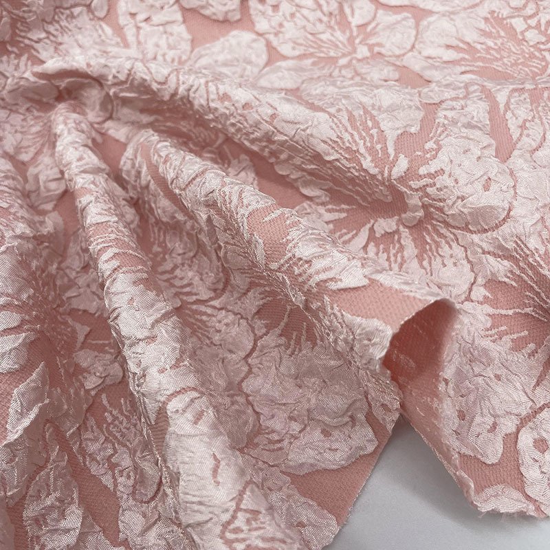 Factory direct wholesale lily embossed jacquard woven brocade fabric soft breathable fabric for dress