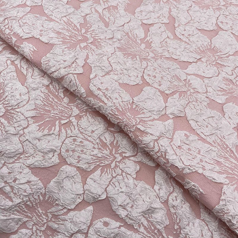 Factory direct wholesale lily embossed jacquard woven brocade fabric soft breathable fabric for dress