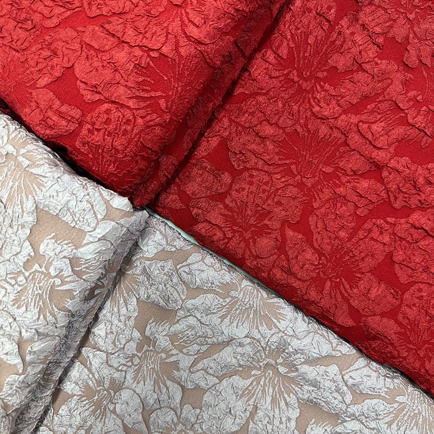 Factory direct wholesale lily embossed jacquard woven brocade fabric soft breathable fabric for dress