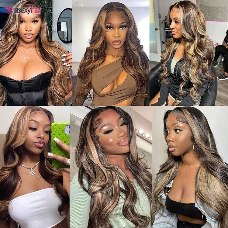 Highlight Honey Blonde 13X4 Glueless Wig Loose Body Wave Lace Frontal Wig Human Hair HD Lace Front Wig Pre Plucked