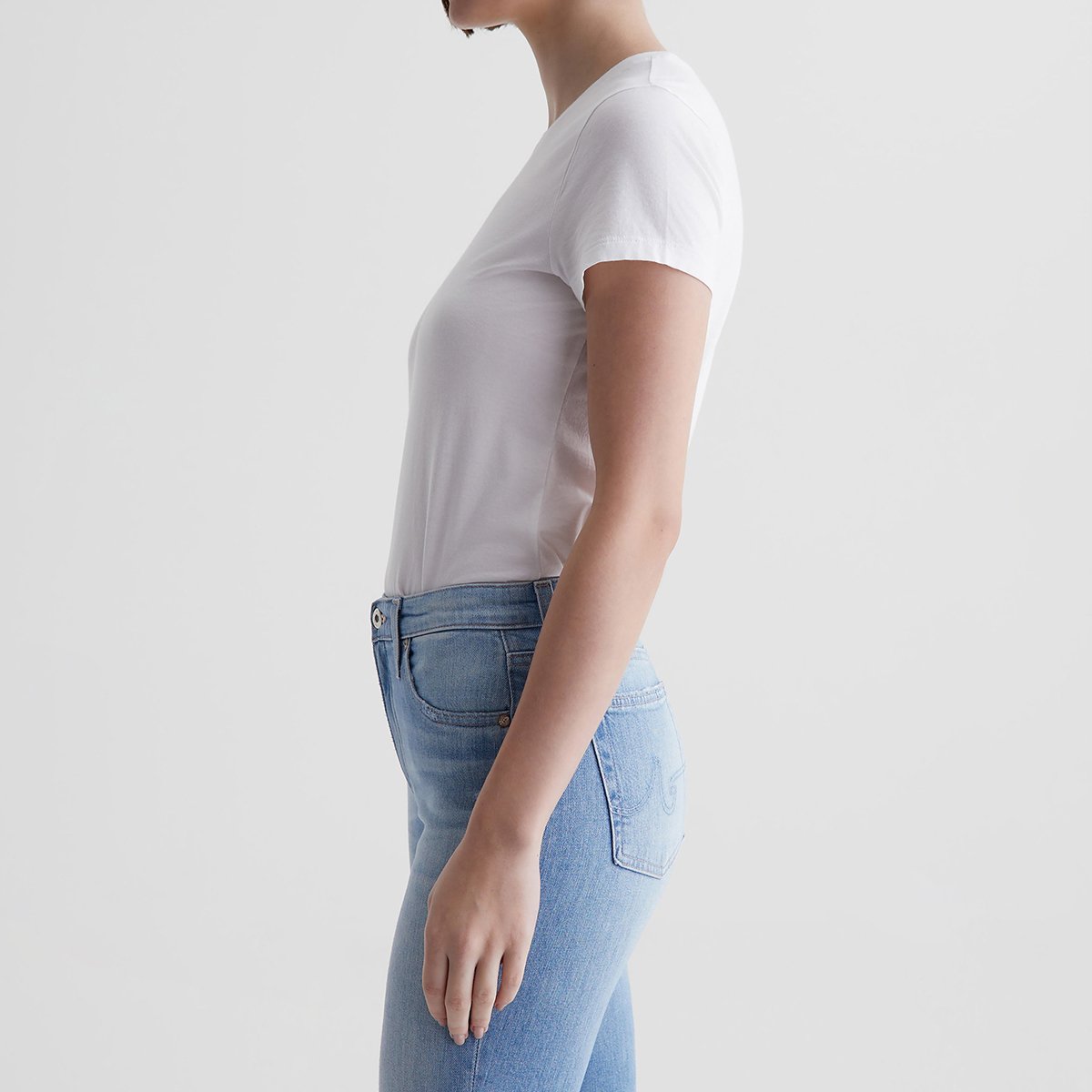 OEM/ODM Custom Women's Slim Fit Breathable Cotton Tee - Short Sleeve, Lightweight Stretch, Versatile White, Ribbed Knit Design