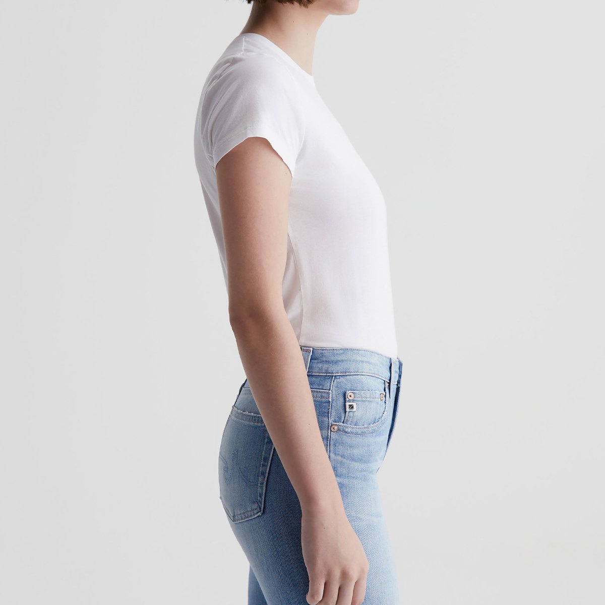 OEM/ODM Custom Women's Slim Fit Breathable Cotton Tee - Short Sleeve, Lightweight Stretch, Versatile White, Ribbed Knit Design
