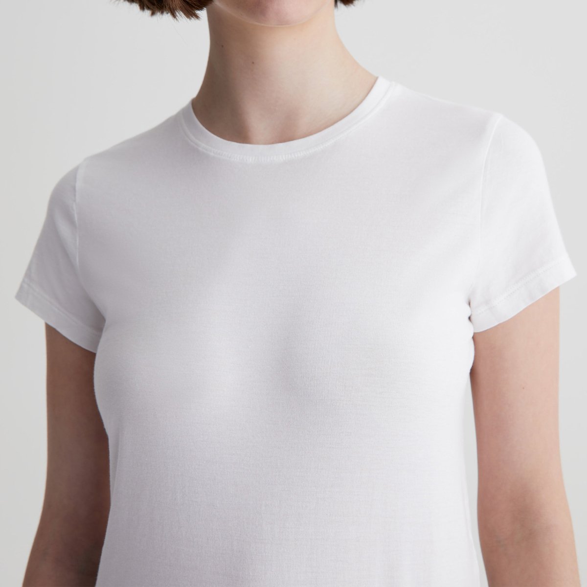 OEM/ODM Custom Women's Slim Fit Breathable Cotton Tee - Short Sleeve, Lightweight Stretch, Versatile White, Ribbed Knit Design