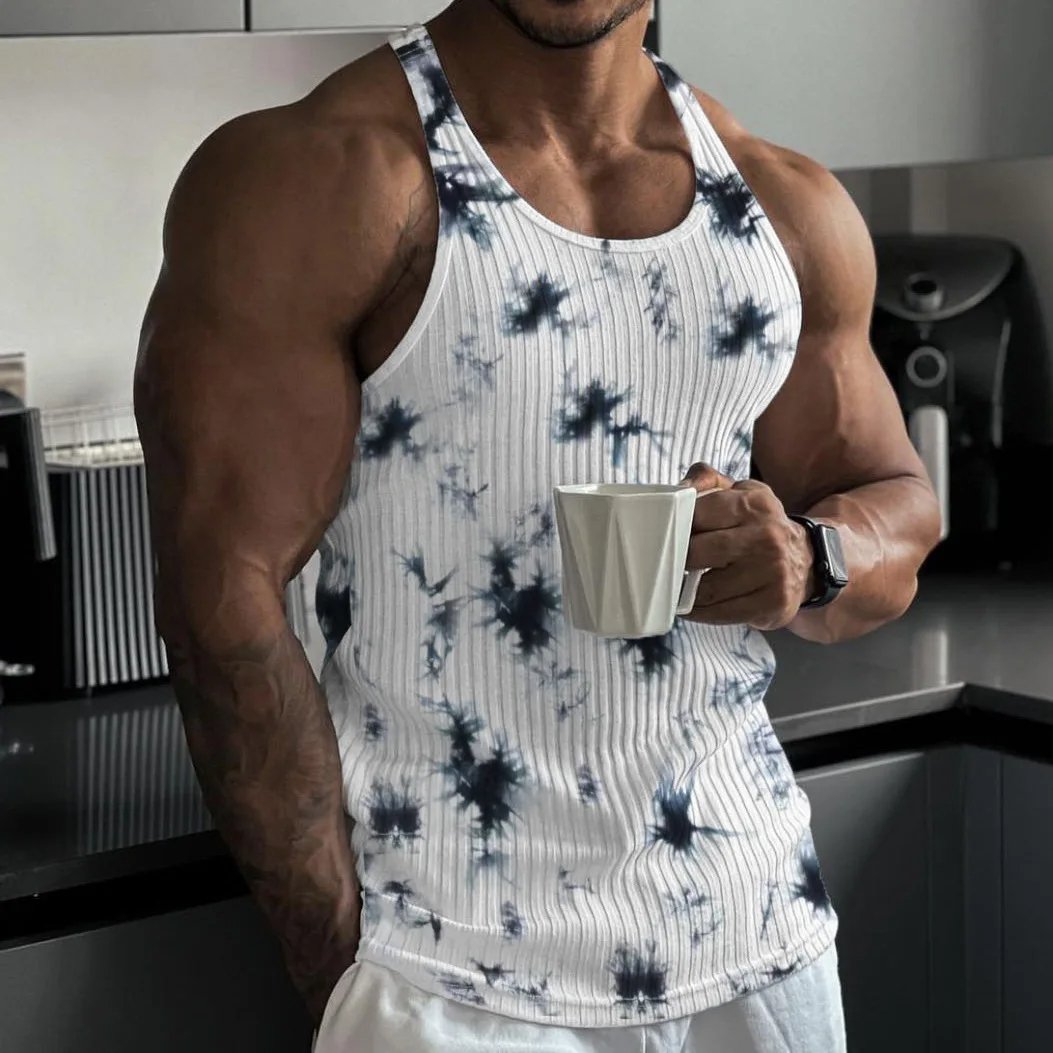 Summer Leisure Tank Top Men Knit Vertical Stripe Fashion Sleeveless Ventilate Clothing Men's High Quality Vests Men 2024