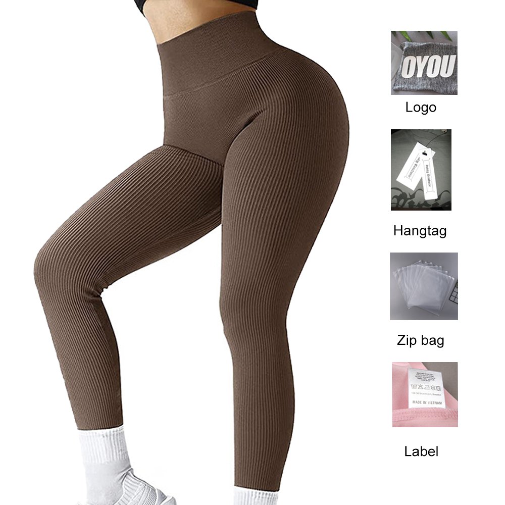 BSCI Manufacturer Scrunch Butt Booty ribbed fitness Seamless yoga Squat Proof High Waist sport Leggings Sans Couture