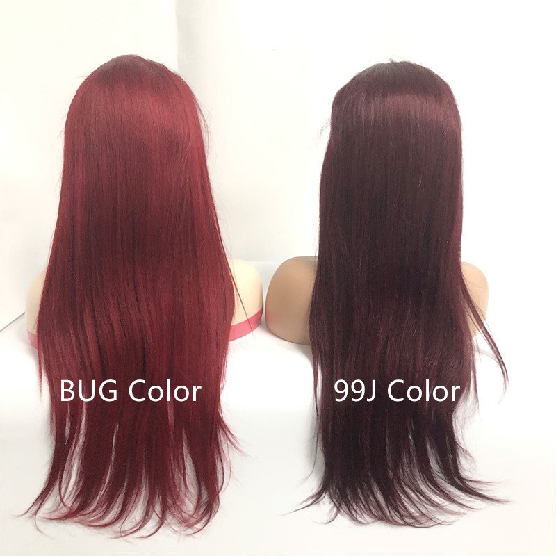 13x4 Color Wig Straight Body Deep Water Wave Human Hair 99j Burgundy Lace Front Wig