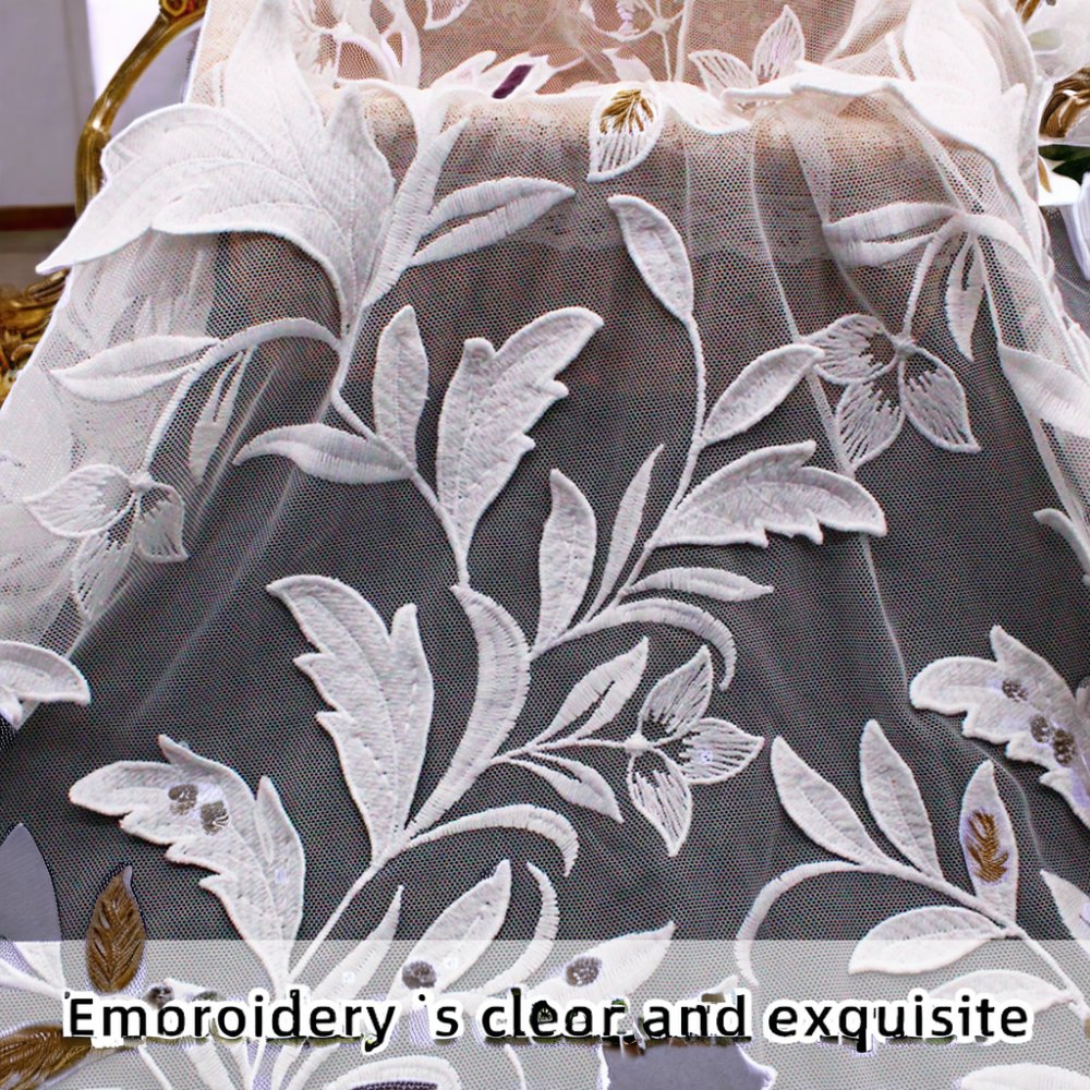 Wholesale Custom Embroidered White Mesh Lace Fabric for Weddings Dress & Clothing Trimming Border Custom Wedding Embroidery