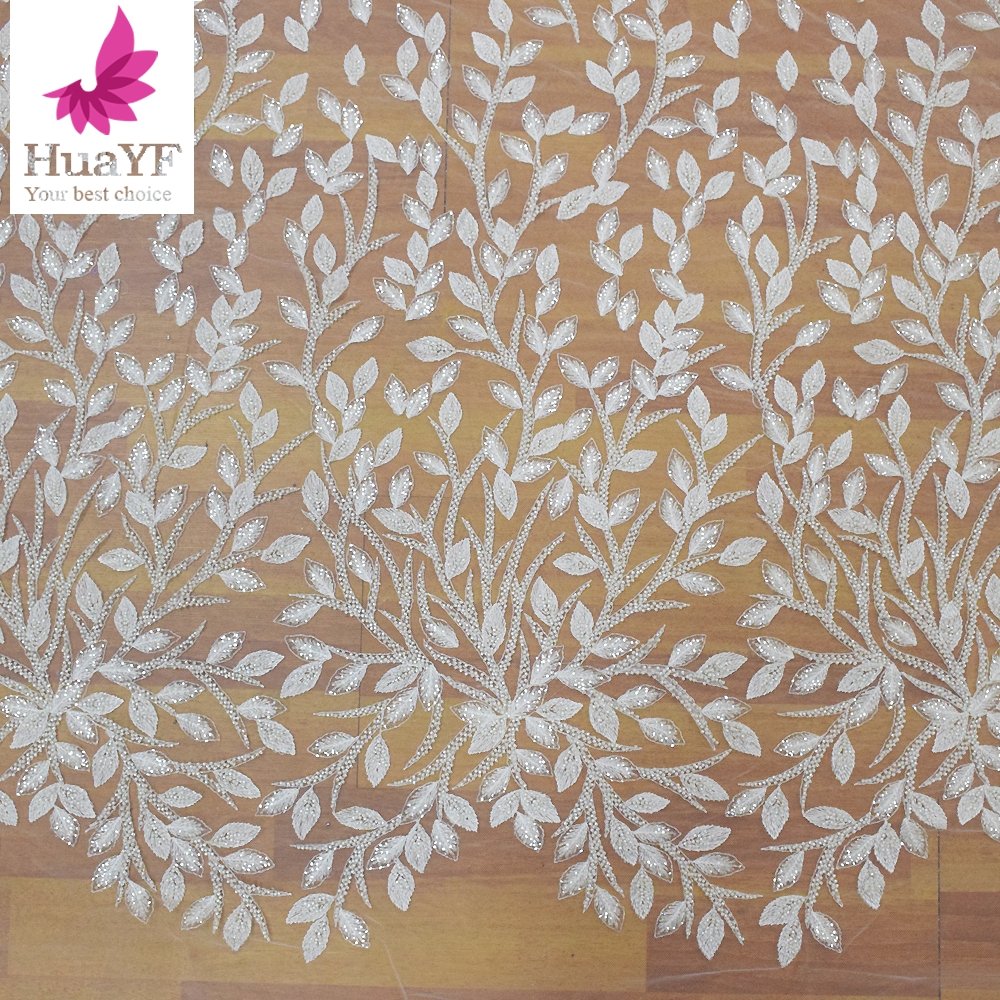 HY1154-2 French bridal lace fabric fancy tulle lace net embroidery fabric for wedding dress lace