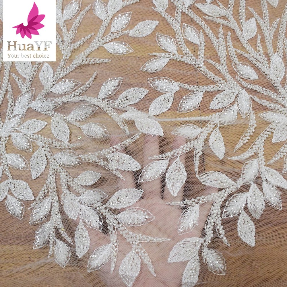 HY1154-2 French bridal lace fabric fancy tulle lace net embroidery fabric for wedding dress lace