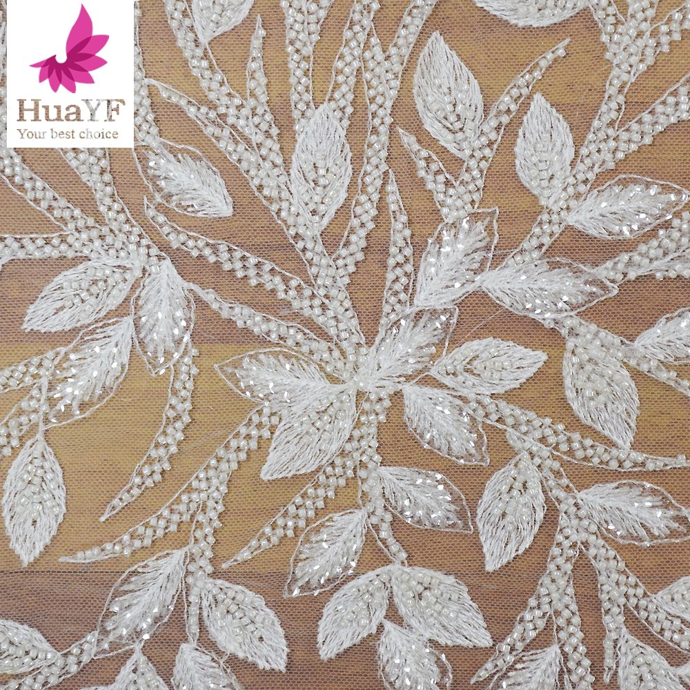 HY1154-2 French bridal lace fabric fancy tulle lace net embroidery fabric for wedding dress lace
