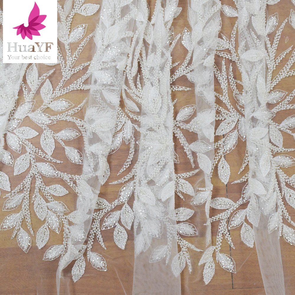 HY1154-2 French bridal lace fabric fancy tulle lace net embroidery fabric for wedding dress lace