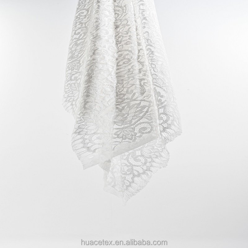Nylon cotton brocade cord lace fancy eyelash cotton lace for wedding dress