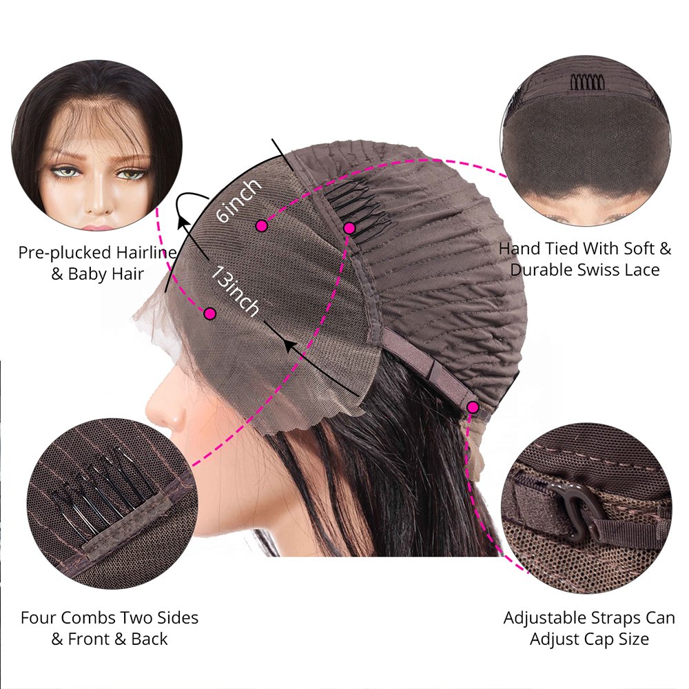 Raw Brazilian Human Hair Lace Frontal Wigs Cuticle Aligned Bone Straight 13X6 Hd Human Hair Lace Front Wigs For Black Women