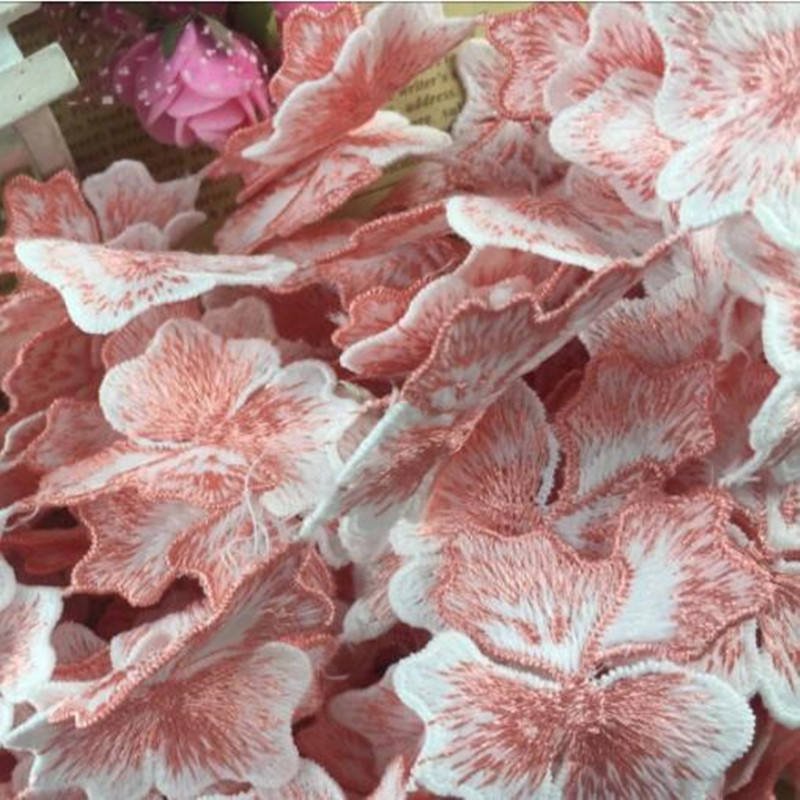Hot Selling Lace Applique Decorative Water Soluble Embroidery Colorful Gradient Flower Lace Trim DB205