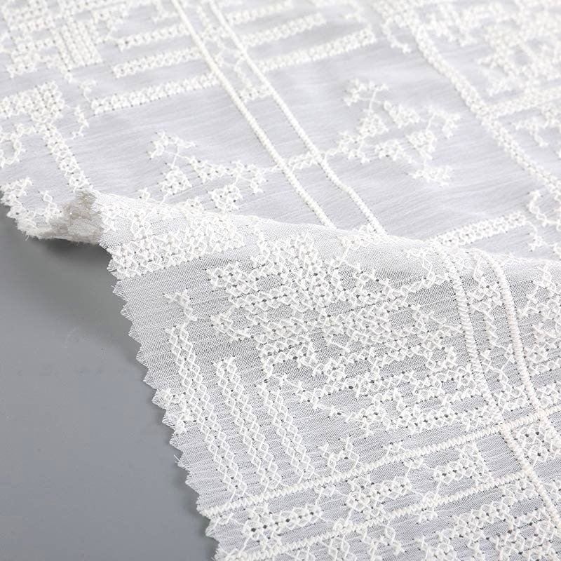 Breathable plant design customized 100% cotton chiffon embroidery fabric for wedding gown