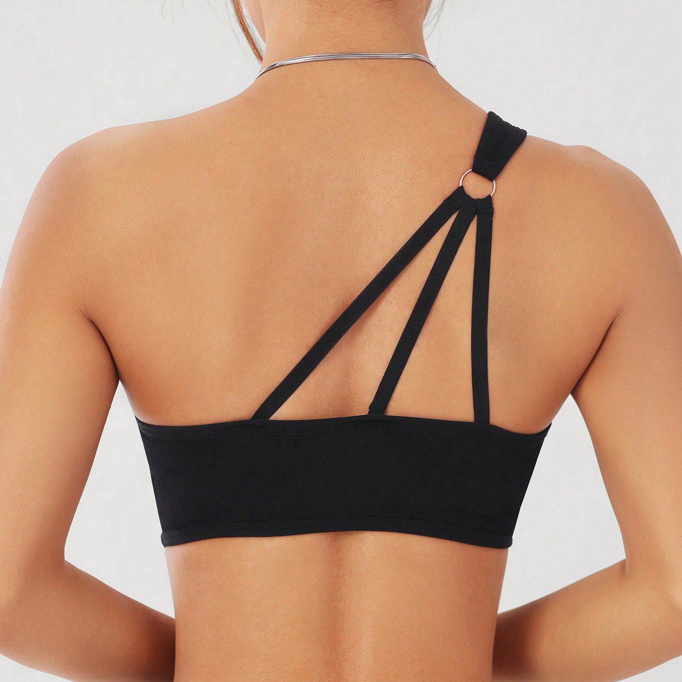 Ribbed One Shoulder Backless Gym Seamless Sport Bra High Elastic Workout Running sports bra for women