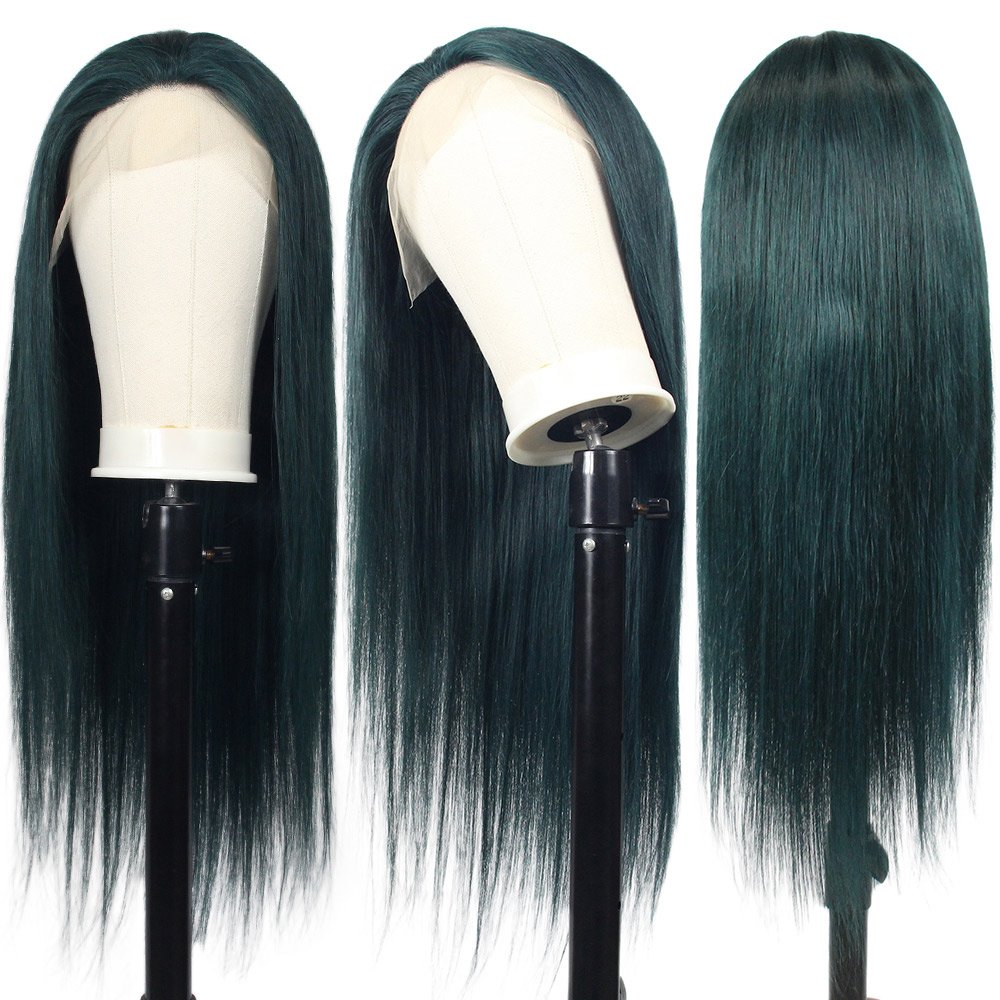 Wholesale Free Sample Vietnam Best Super Double Drawn Bone Straight Lace Frontal Human Hair Green Wig For Black Women