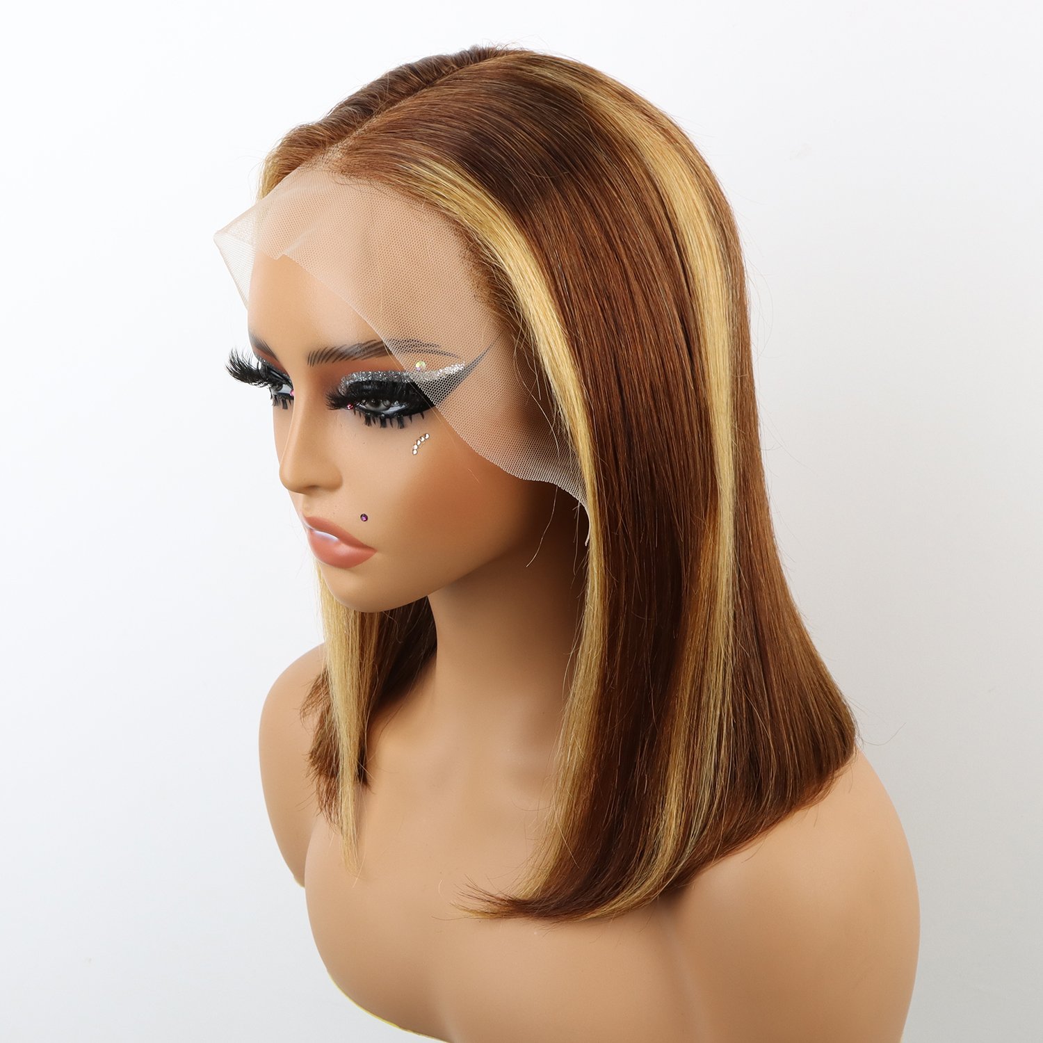 Ready to Ship Straight Bob Wig Wholesale 13*4 Full Lace Front Human Hair Wigs For Black Women 99j P4//27 Colored Preplucked Bob