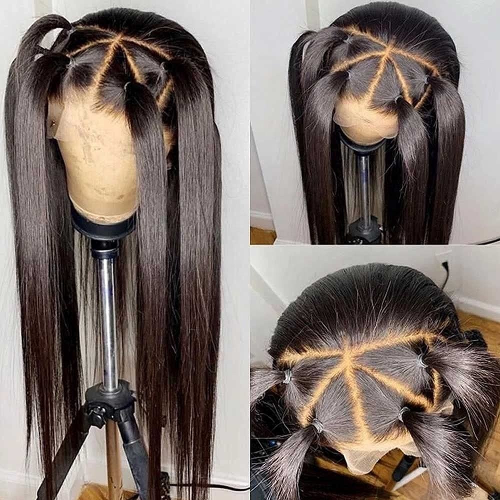 Wholesale Raw Indian Hair Transparent Lace Front Wigs Straight Double Drawn Hair Wigs Brazilian Human Hair Wigs for Black Women