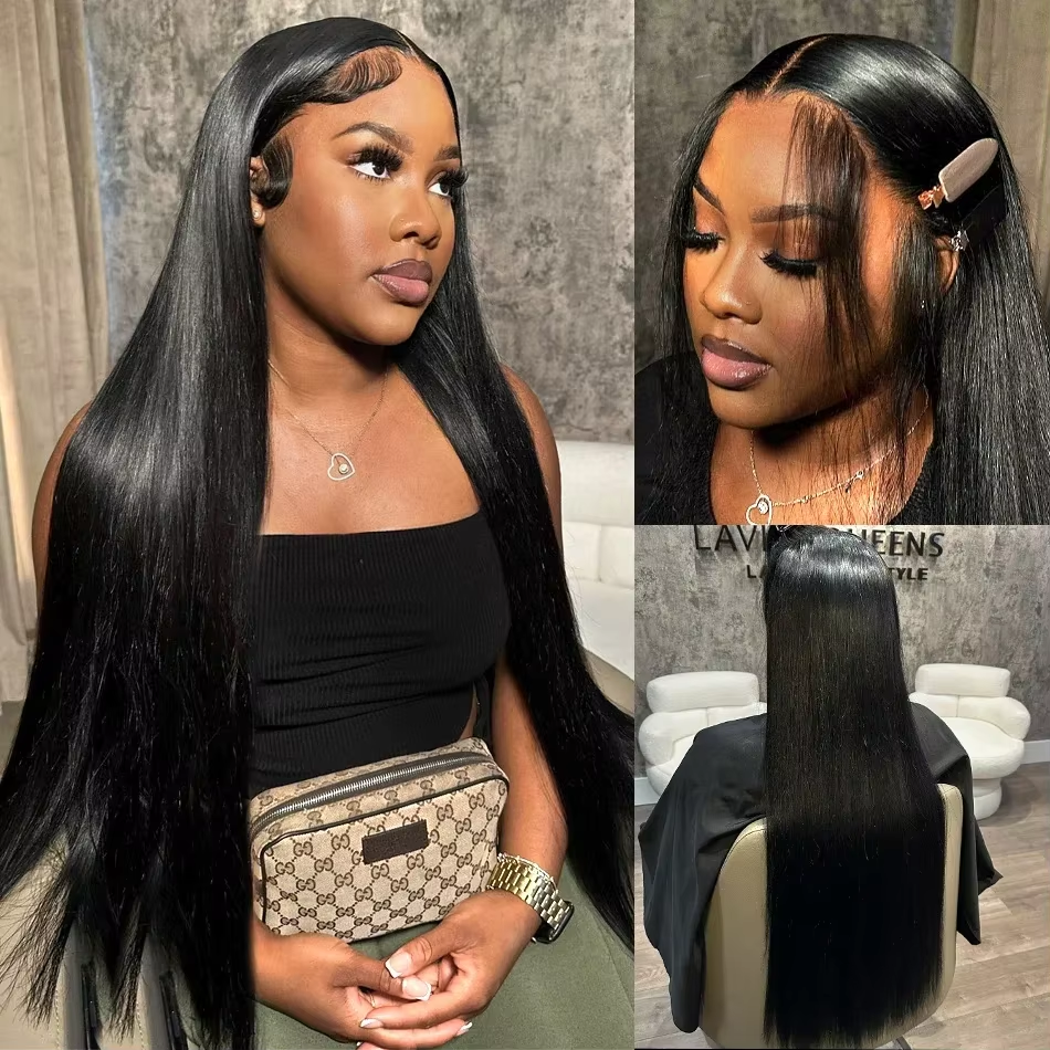 Straight Brazilian Human Hair Transparent HD Lace Frontal Wigs Virgin Cuticle Aligned Hair Wigs for America Black Women