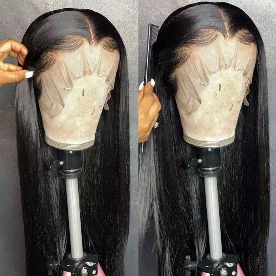 Straight Brazilian Human Hair Transparent HD Lace Frontal Wigs Virgin Cuticle Aligned Hair Wigs for America Black Women