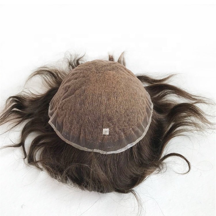 Indian Human Hair Replacement Hair Systems , Full French Lace Human Hair Toupee 10*8 Inch for Men