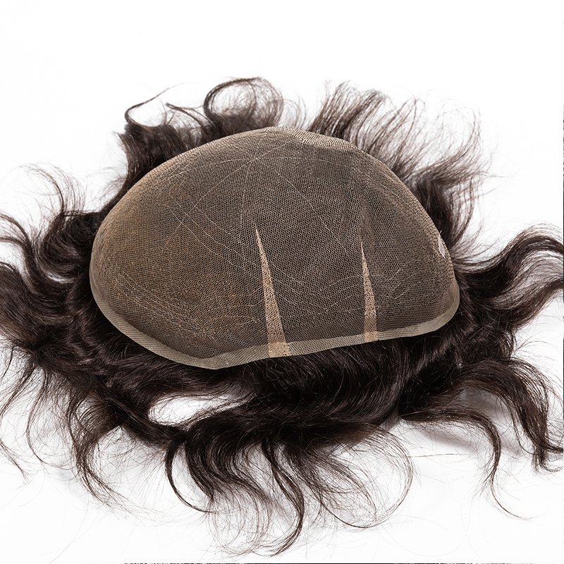 Indian Human Hair Replacement Hair Systems , Full French Lace Human Hair Toupee 10*8 Inch for Men
