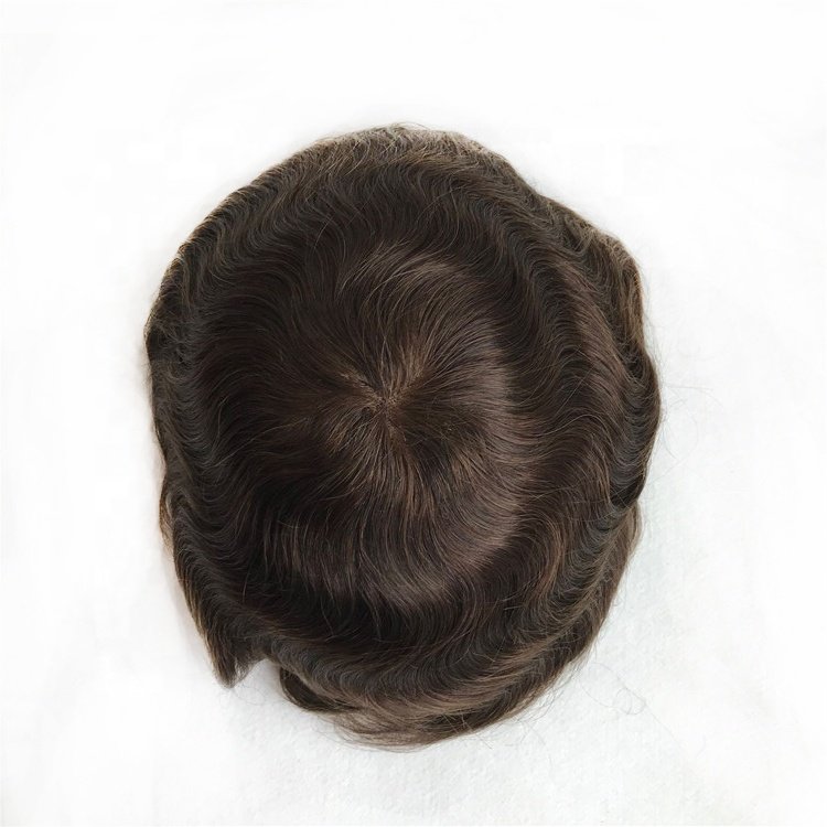 Indian Human Hair Replacement Hair Systems , Full French Lace Human Hair Toupee 10*8 Inch for Men