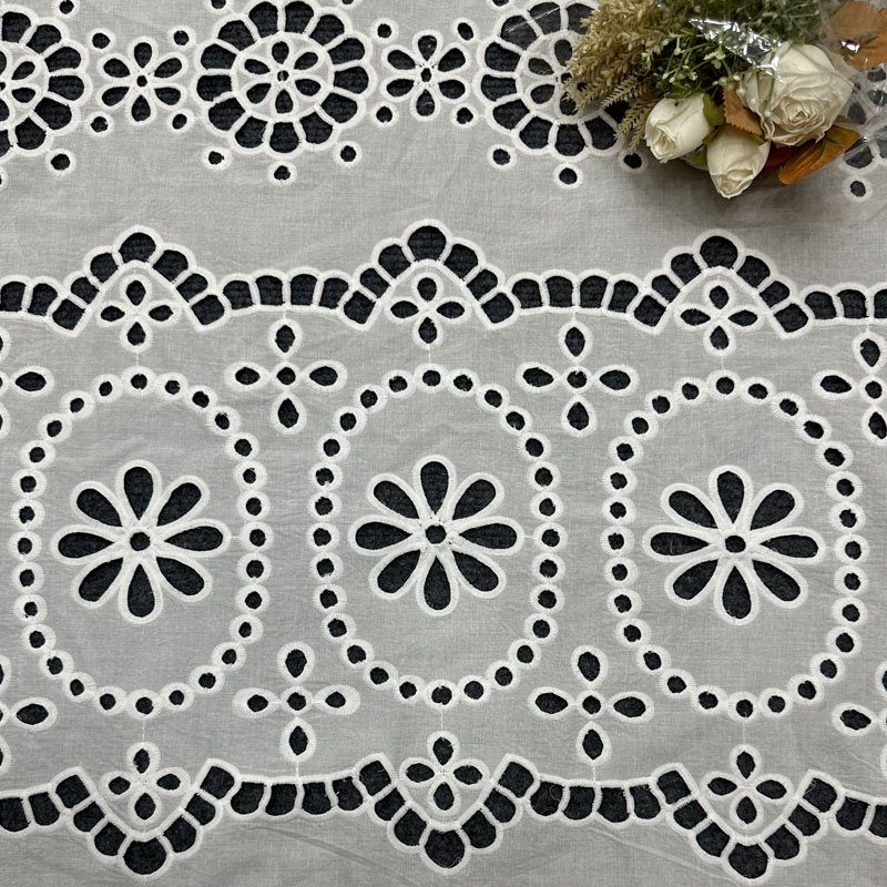 New Collection Embroidery on Pure Cotton Fabrics Laser Cut Embroidery Fabric for Boutique Clothing