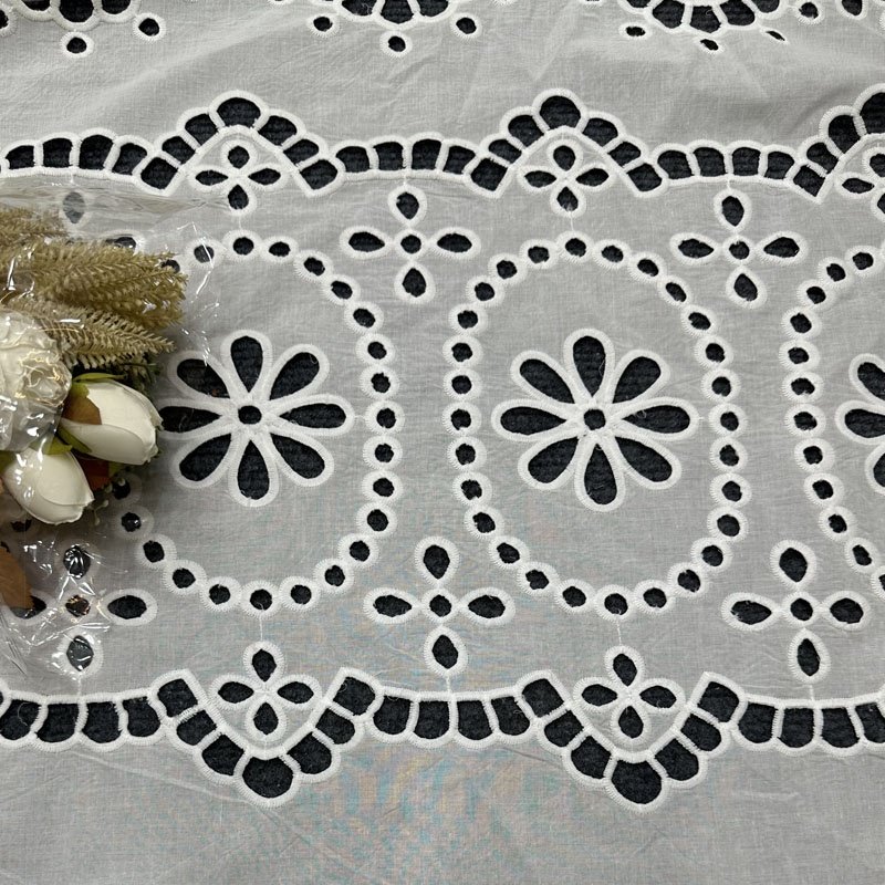 New Collection Embroidery on Pure Cotton Fabrics Laser Cut Embroidery Fabric for Boutique Clothing
