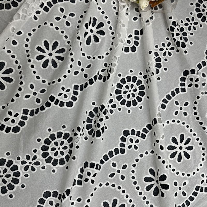 New Collection Embroidery on Pure Cotton Fabrics Laser Cut Embroidery Fabric for Boutique Clothing