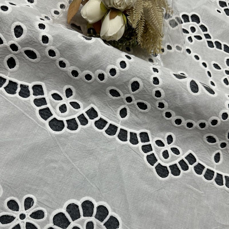 New Collection Embroidery on Pure Cotton Fabrics Laser Cut Embroidery Fabric for Boutique Clothing