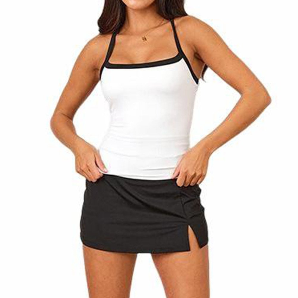Wholesale Women's Sports Cropped Tank Tops Crop Rib-Knit Camisole Square Collar Casual Thin Straps Gym Fitness Tank Top Women
