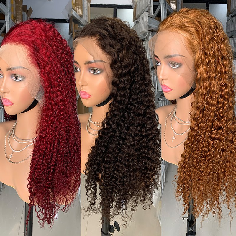 Wholesale Cheap Raw Indian Virgin Kinky Curly Human Hair Hd Full Lace Frontal Wig Natural Human Hair Transparent Lace Front Wig