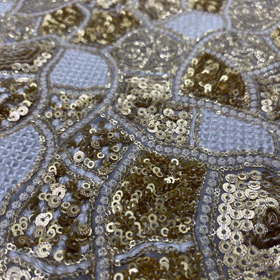 Dye able Georgette Sequins Embroidery Fabric for Wedding Dress and home furnishing