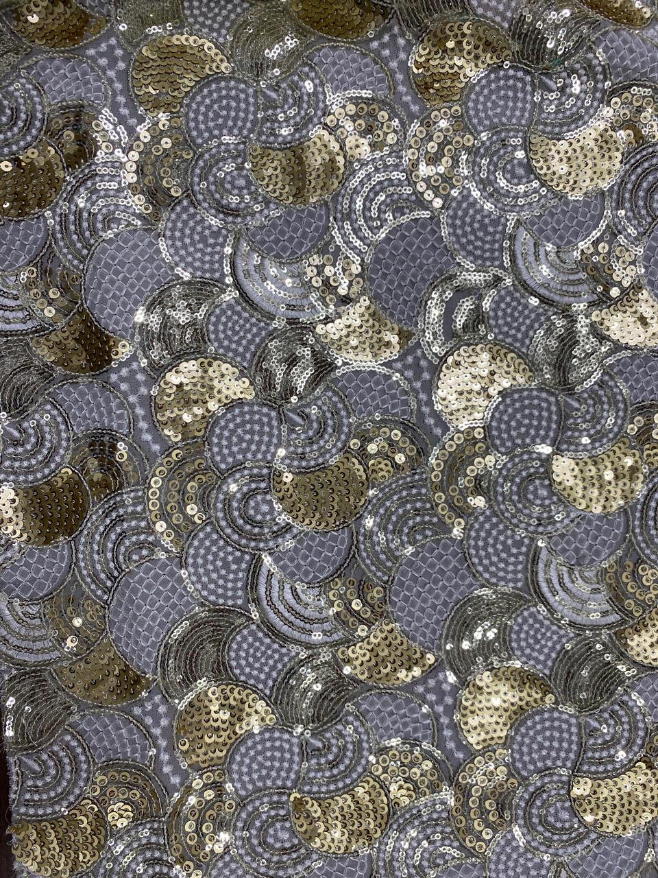 Dye able Georgette Sequins Embroidery Fabric for Wedding Dress and home furnishing