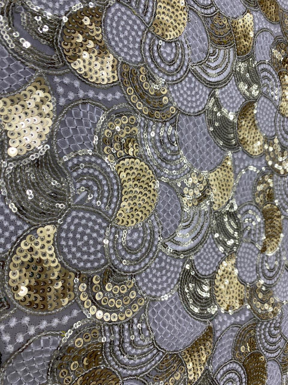Dye able Georgette Sequins Embroidery Fabric for Wedding Dress and home furnishing