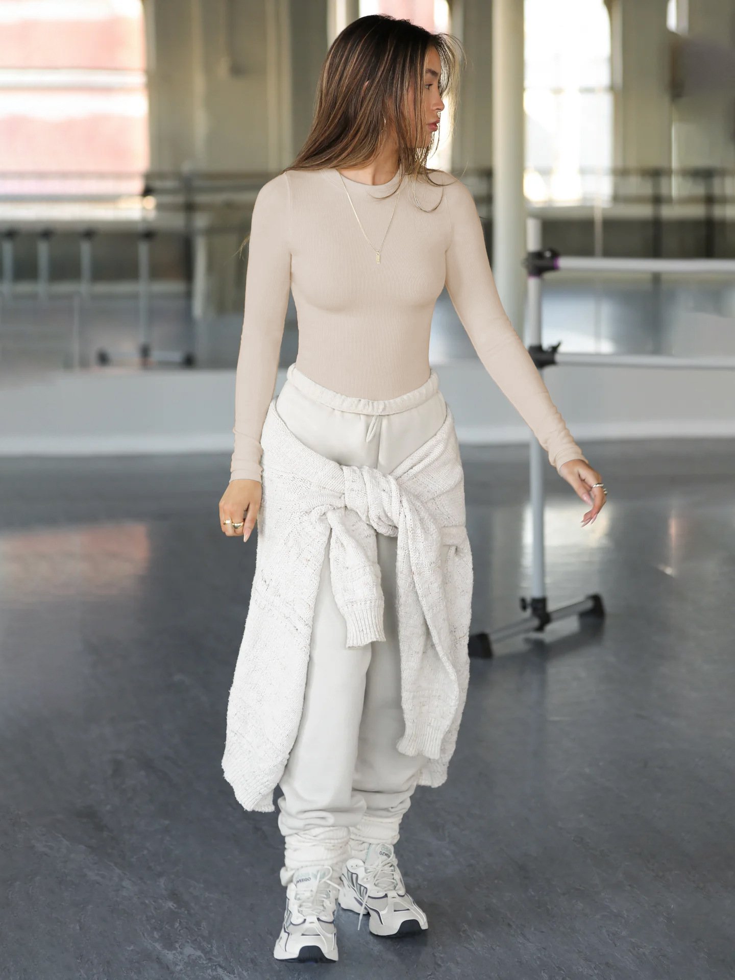 lady's rib sexy skinny long sleeve elastic tops